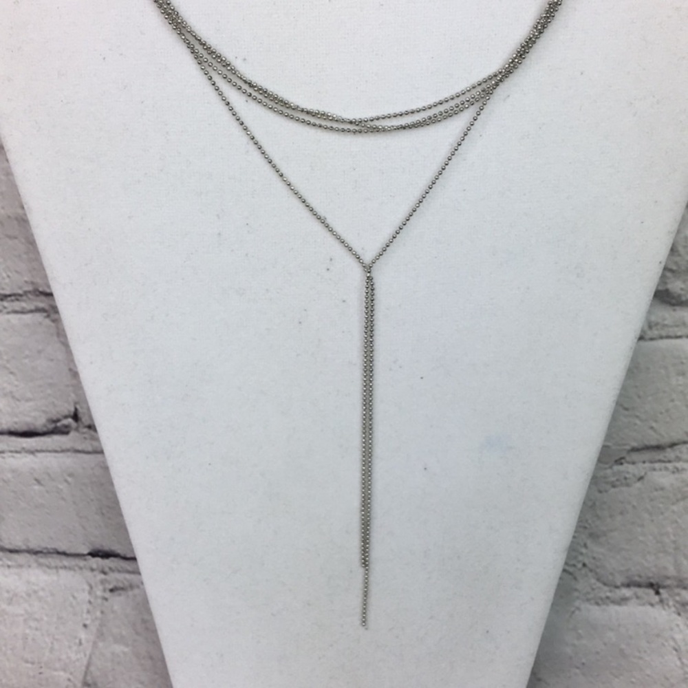 80R Boho Chic Silver tone Multi-Layer Necklace